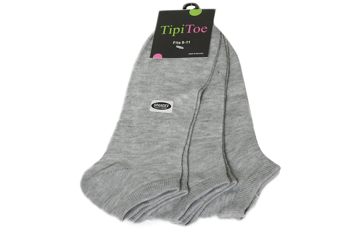 3 Pack Solid Grey Cotton Ankle Socks