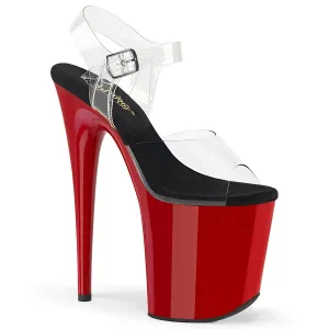 8 Inch Heel FLAMINGO-808 Clear Red Black Insole