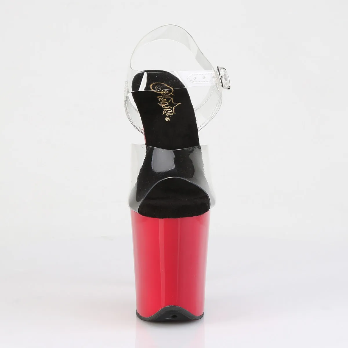 8 Inch Heel FLAMINGO-808 Clear Red Black Insole