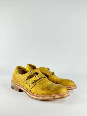 A. Testoni Painted Yellow Monk Strap Shoes - EU10.5