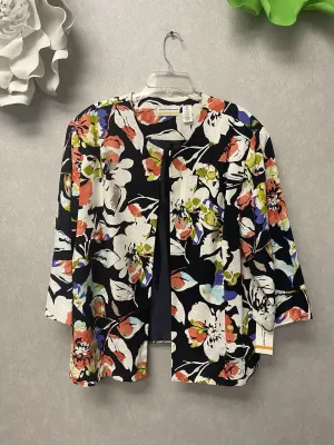 Alfred Dunner Floral Blazer Jacket Lined Navy White Coral -Size 24W