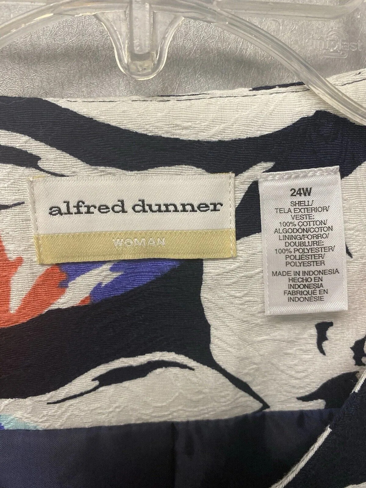 Alfred Dunner Floral Blazer Jacket Lined Navy White Coral -Size 24W
