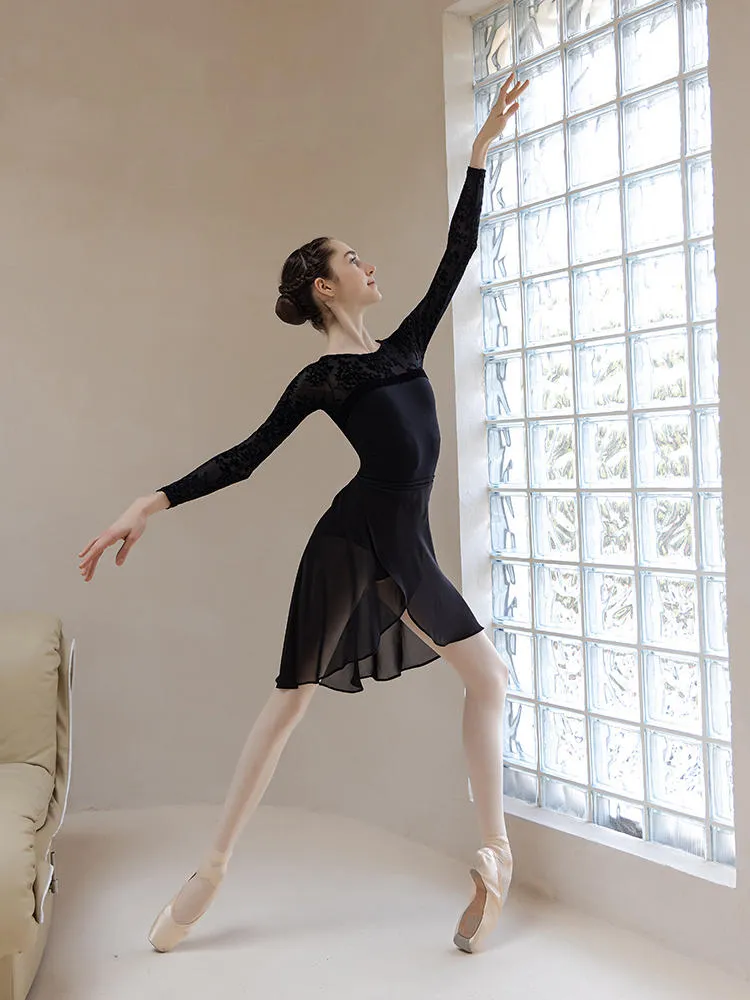 Ballet Velvet Round Neck Leotard Long Sleeved Dance Training Clothes