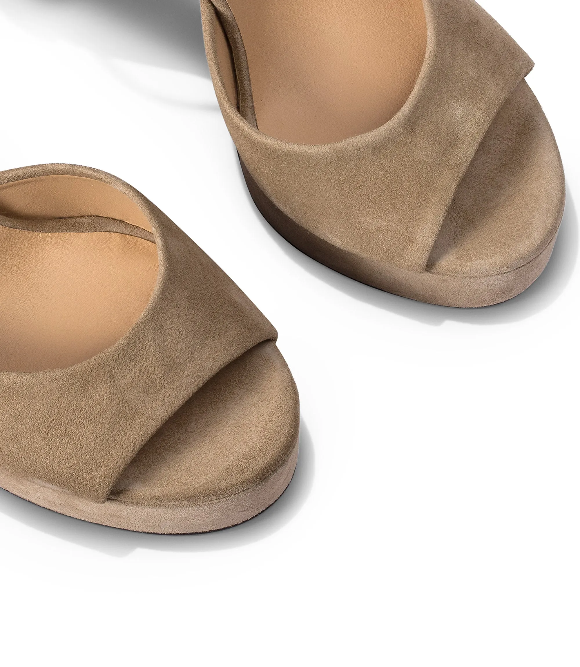 Beige suede platform sandals