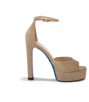 Beige suede platform sandals