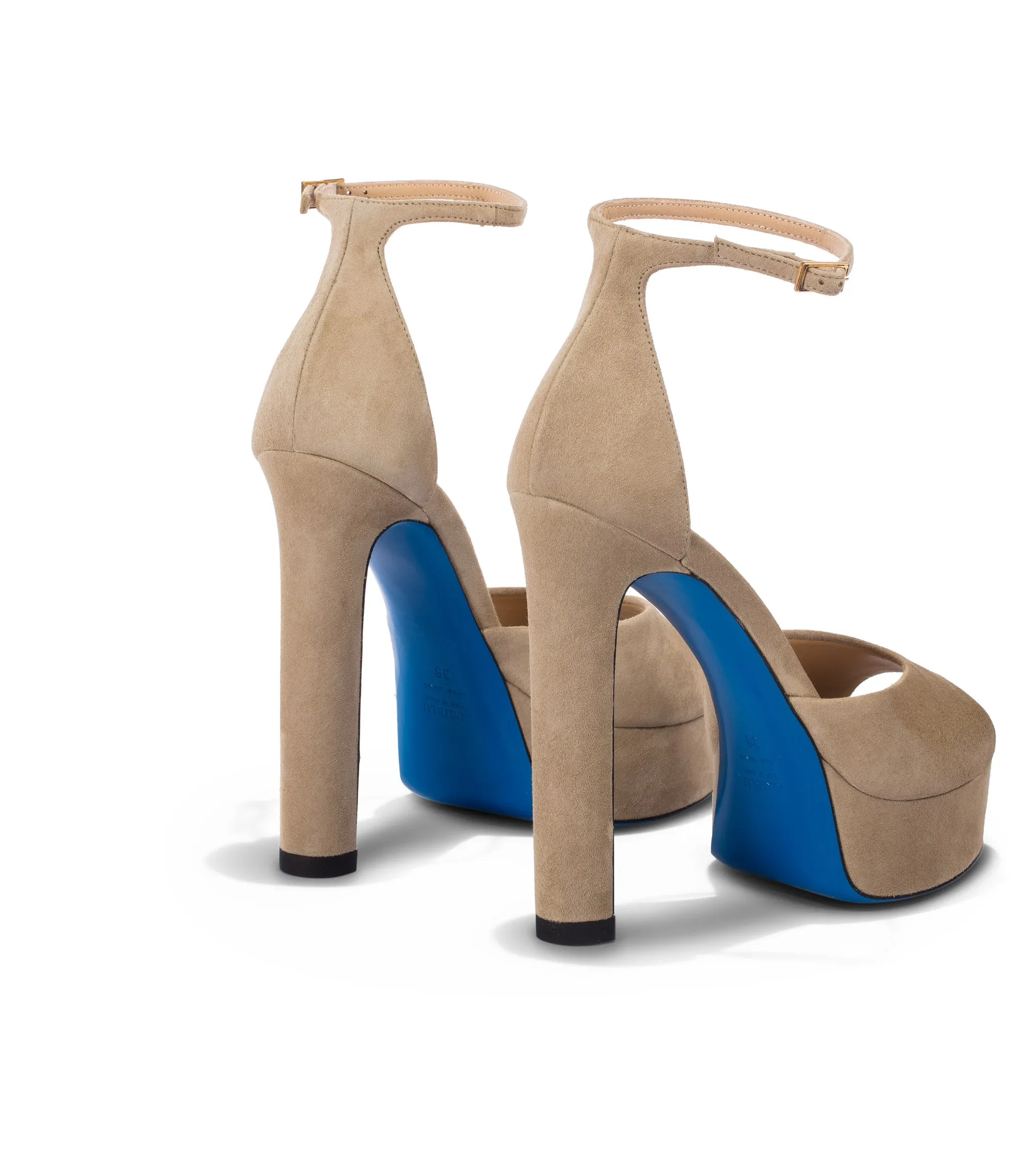 Beige suede platform sandals
