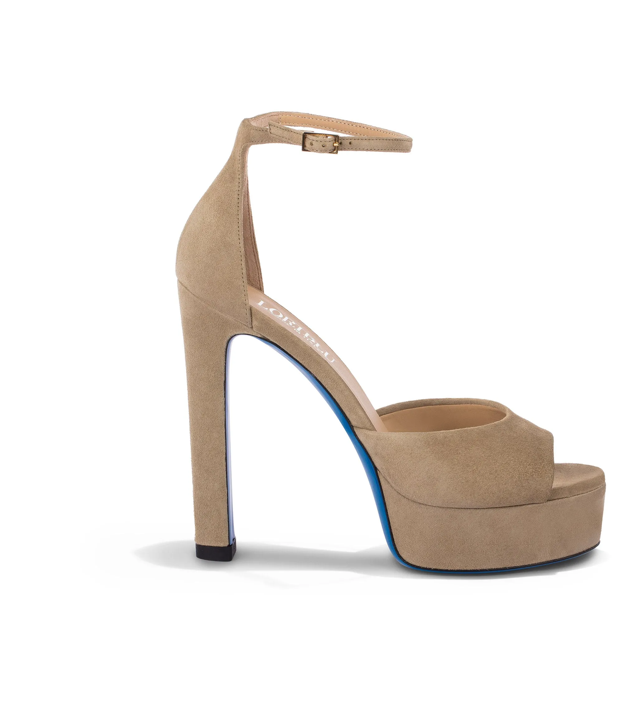 Beige suede platform sandals