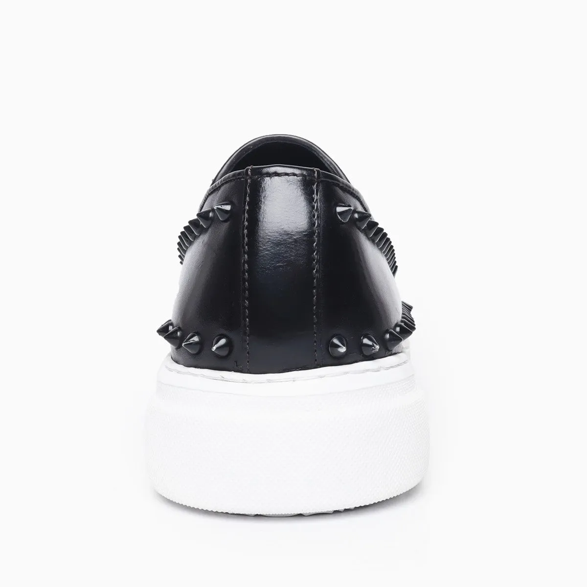 Black Outline studded Leather Sneakers By Brune & Bareskin