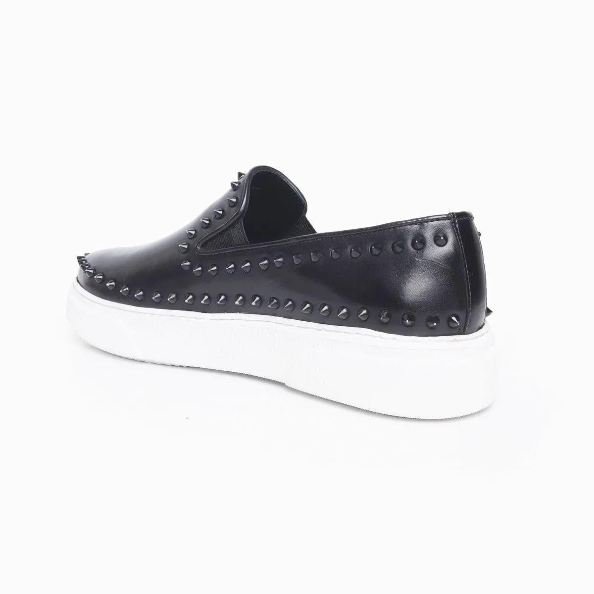 Black Outline studded Leather Sneakers By Brune & Bareskin