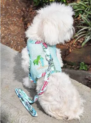 Cool Mesh Dog Harness with Leash - Surfboards and Palms