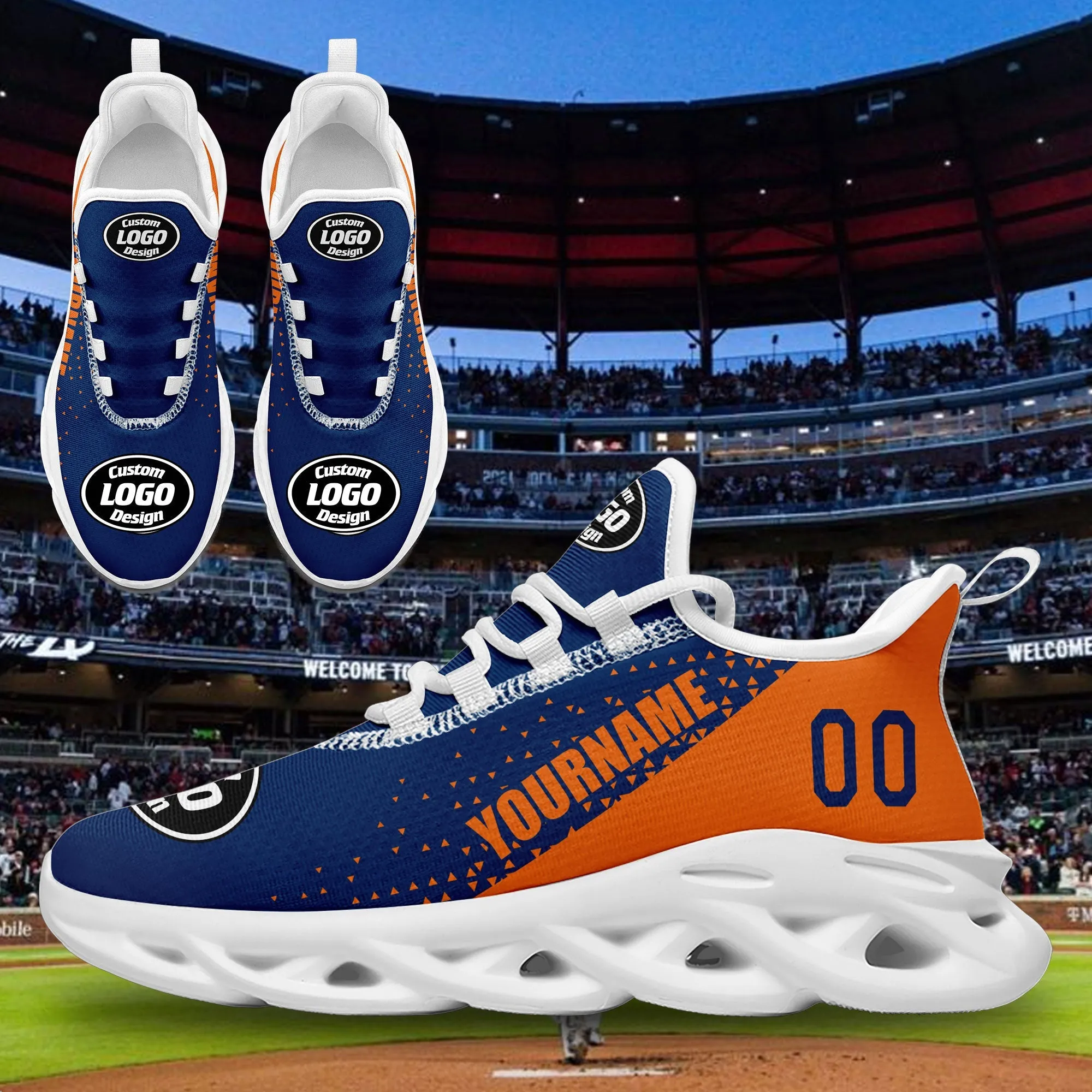 Corporate Gifts,Custom Blue Orange Jersey MaxSoul Shoes and Hat Combo Offer Personalized ZH-D0b0090-c