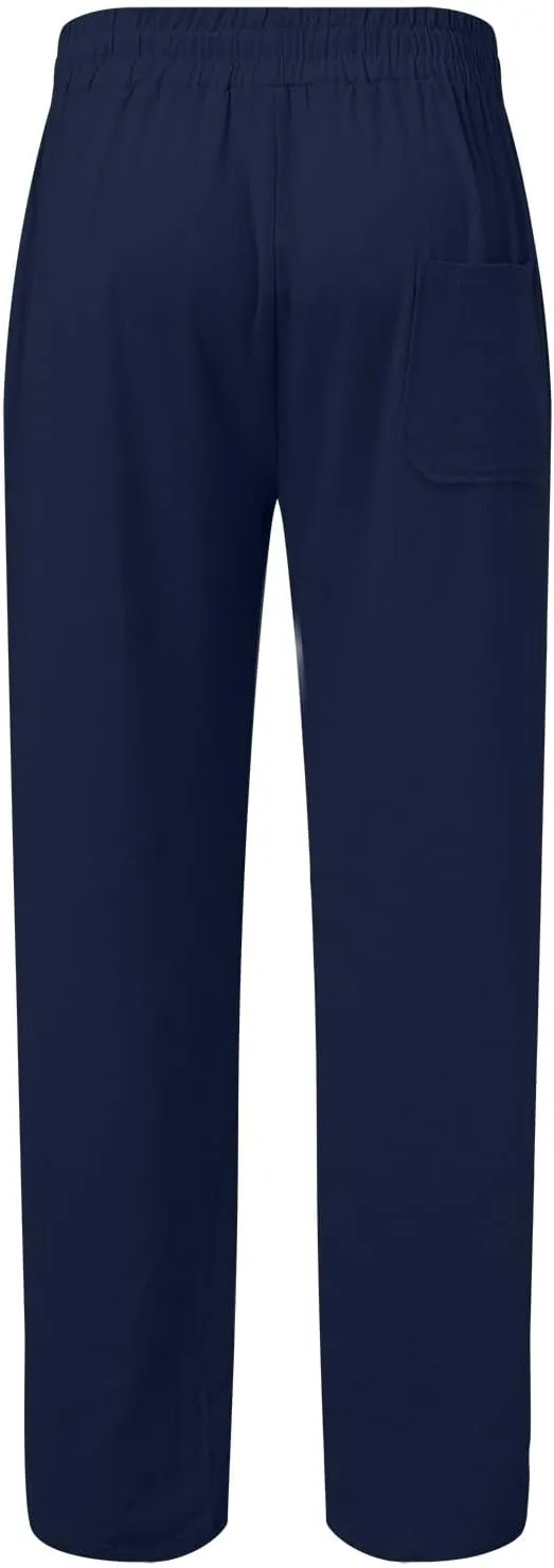 Cotton Workout Pants for Men Breathable Comfy Trousers Summer Loose Fit Baggy Long Pant Hiking Gym Joggers Pants
