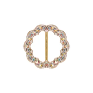 Decorative Shiny Iridescent White Scalloped Edges Diamond Buckle