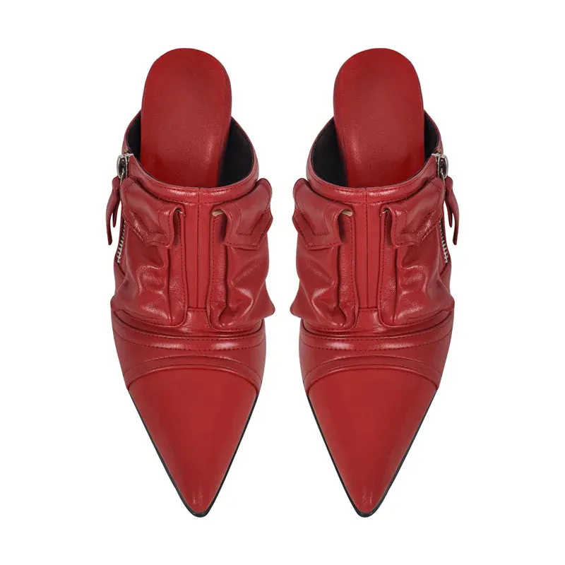 Denim Pointed Toe Stiletto Mules