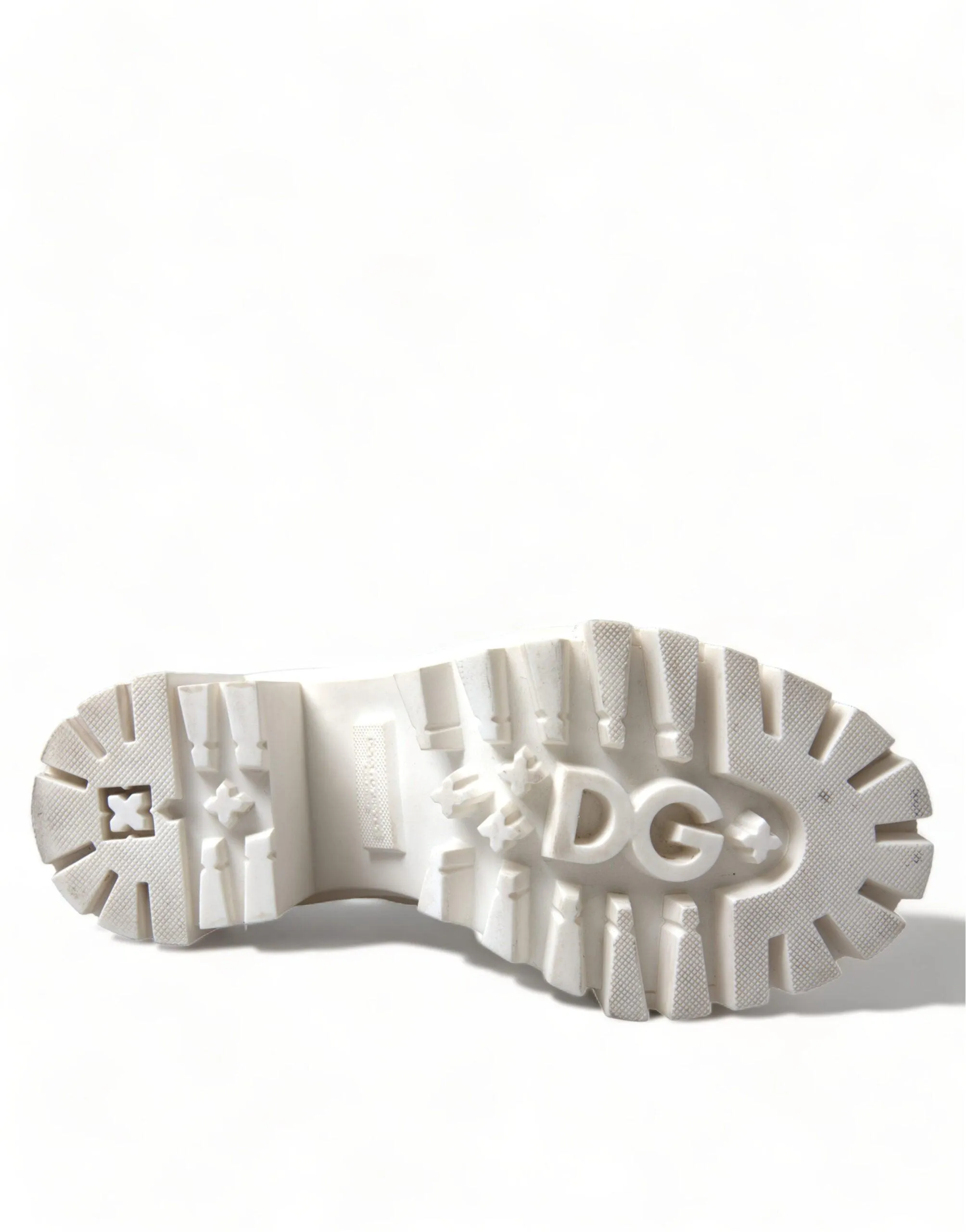 Dolce & Gabbana White Leather Rubber High Boots Shoes