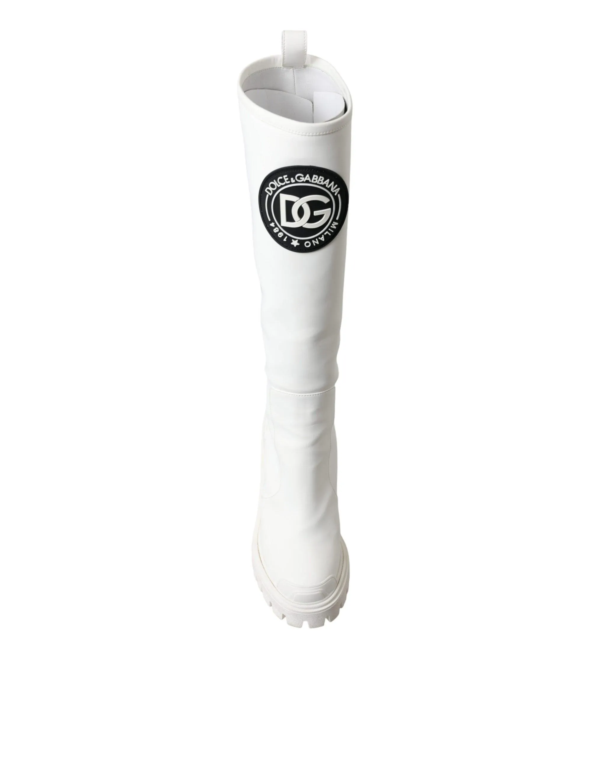 Dolce & Gabbana White Leather Rubber High Boots Shoes