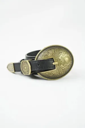 Dover Black Belt and Oval Embossed Buckle