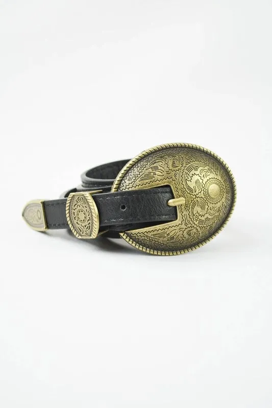 Dover Black Belt and Oval Embossed Buckle