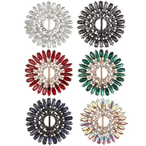 Down Slide Shiny Frame Decorative Diamond Belt Buckle