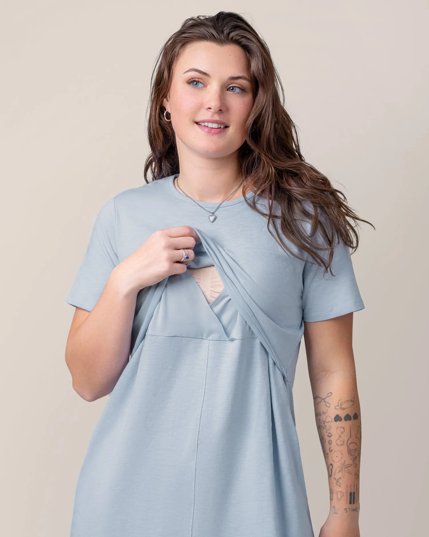 Emmie Nursing T-shirt Dress | French Blue