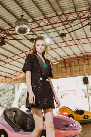 Glitterati'24 Prohibition Coat Dress - Black