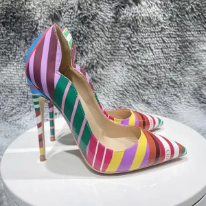 Graffiti Striped High-heeled Shoes
