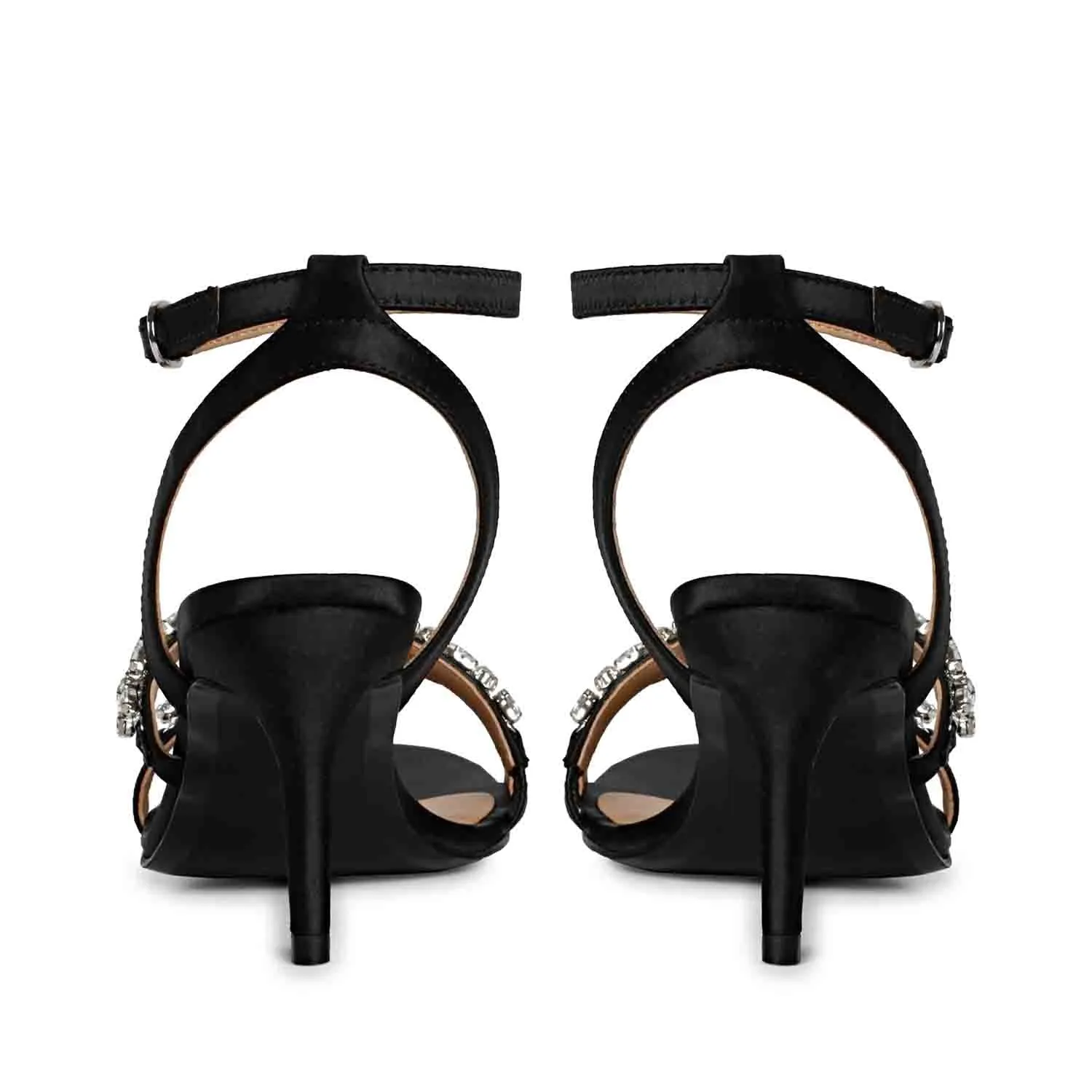 Isla Stone Embellished Straps Black Stilettos