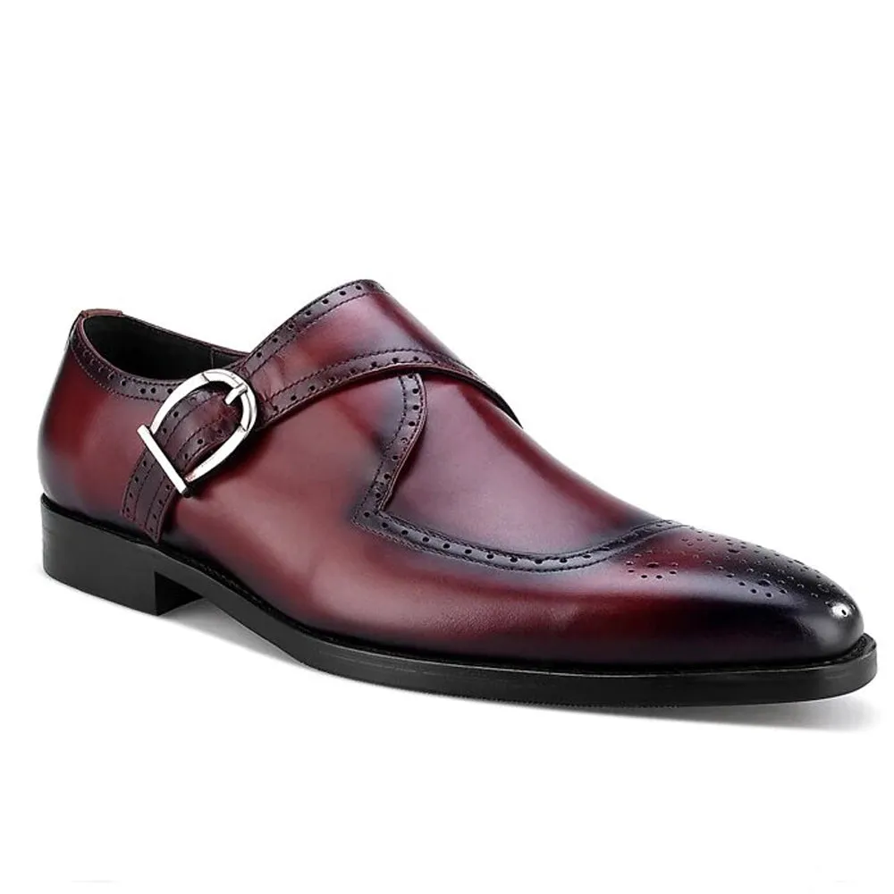 Karl Burgundy Single Monk Strap
