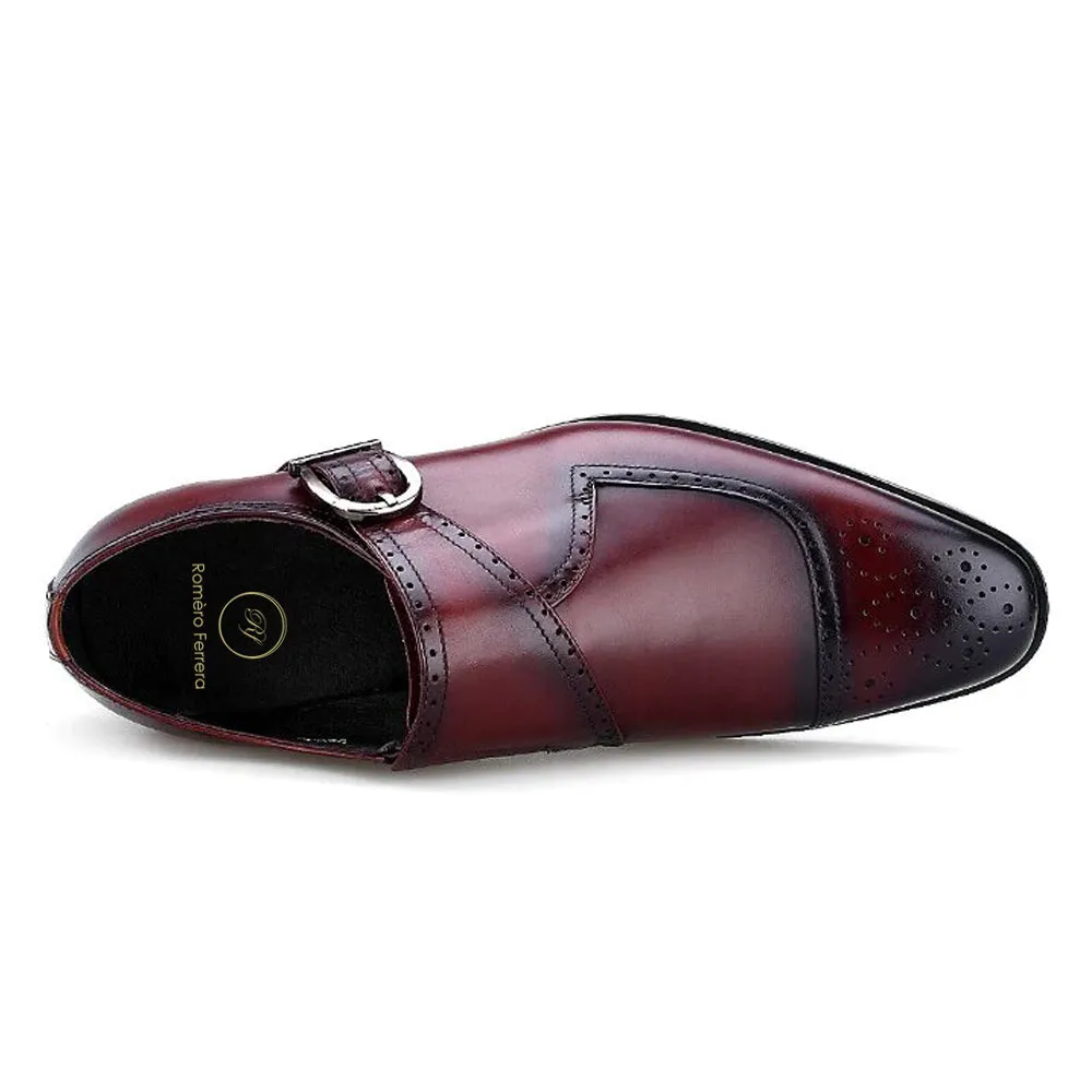 Karl Burgundy Single Monk Strap