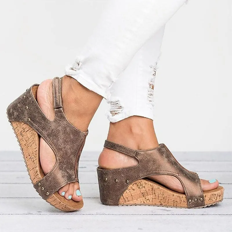 Leather Wedge Sandals