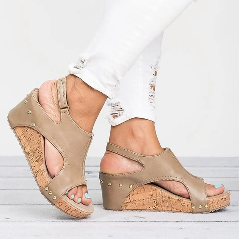 Leather Wedge Sandals