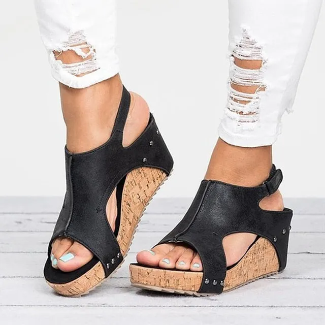 Leather Wedge Sandals