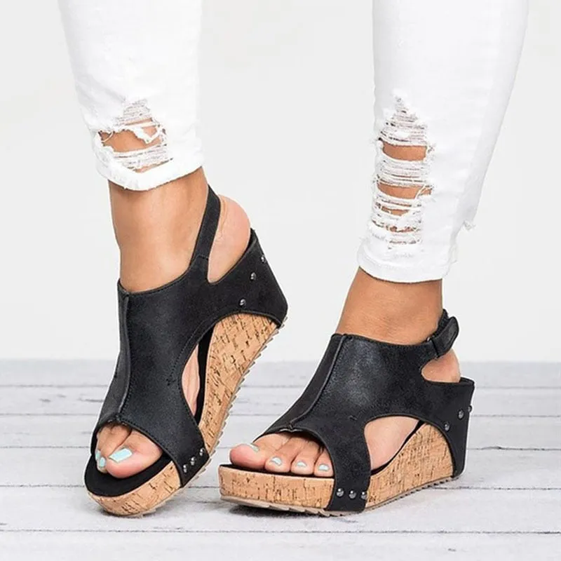 Leather Wedge Sandals