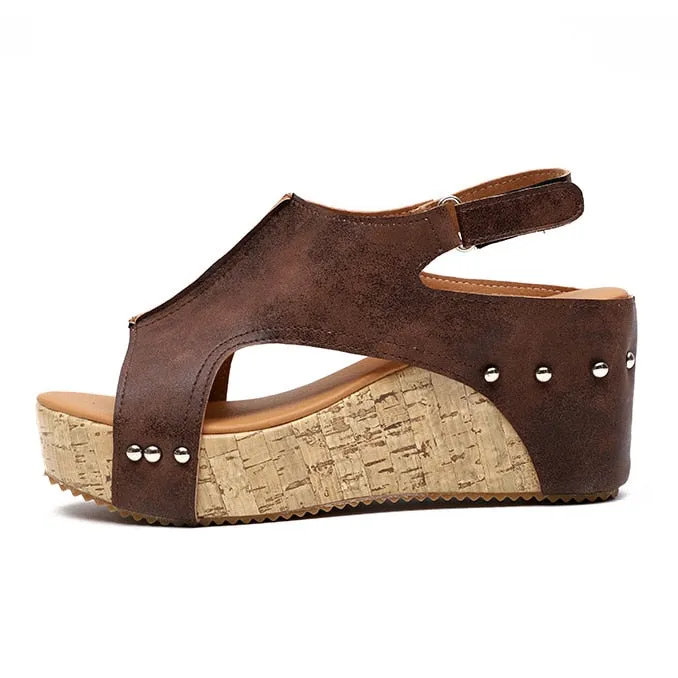 Leather Wedge Sandals