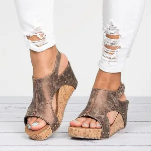 Leather Wedge Sandals