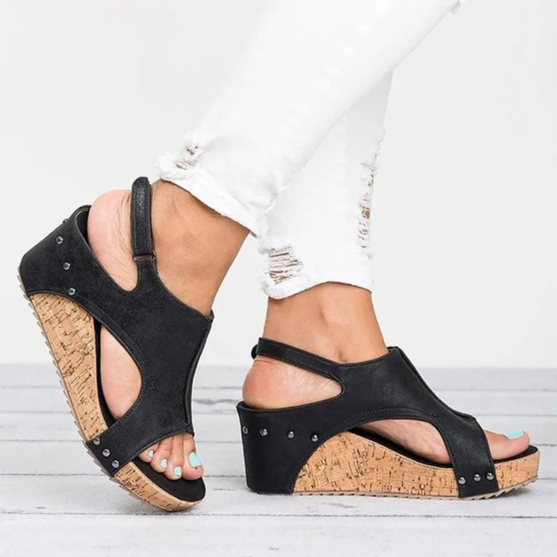 Leather Wedge Sandals