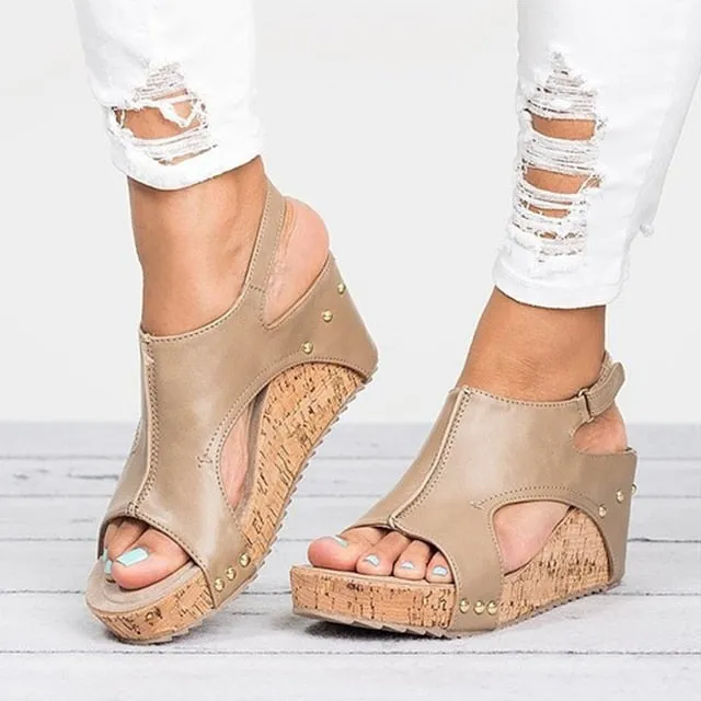 Leather Wedge Sandals