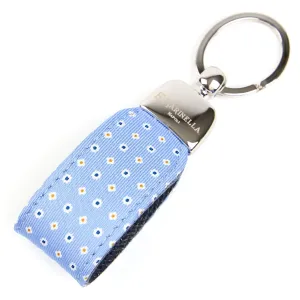 LIGHT BLUE KEYFOB IN  SILK AND LEATHER