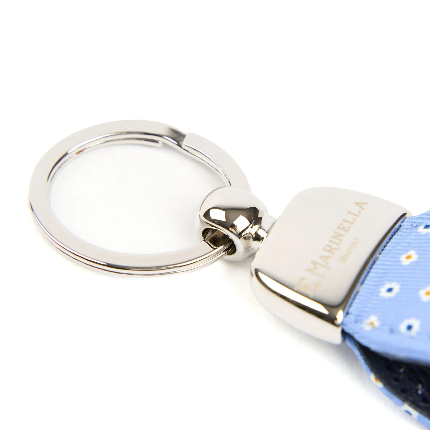 LIGHT BLUE KEYFOB IN  SILK AND LEATHER