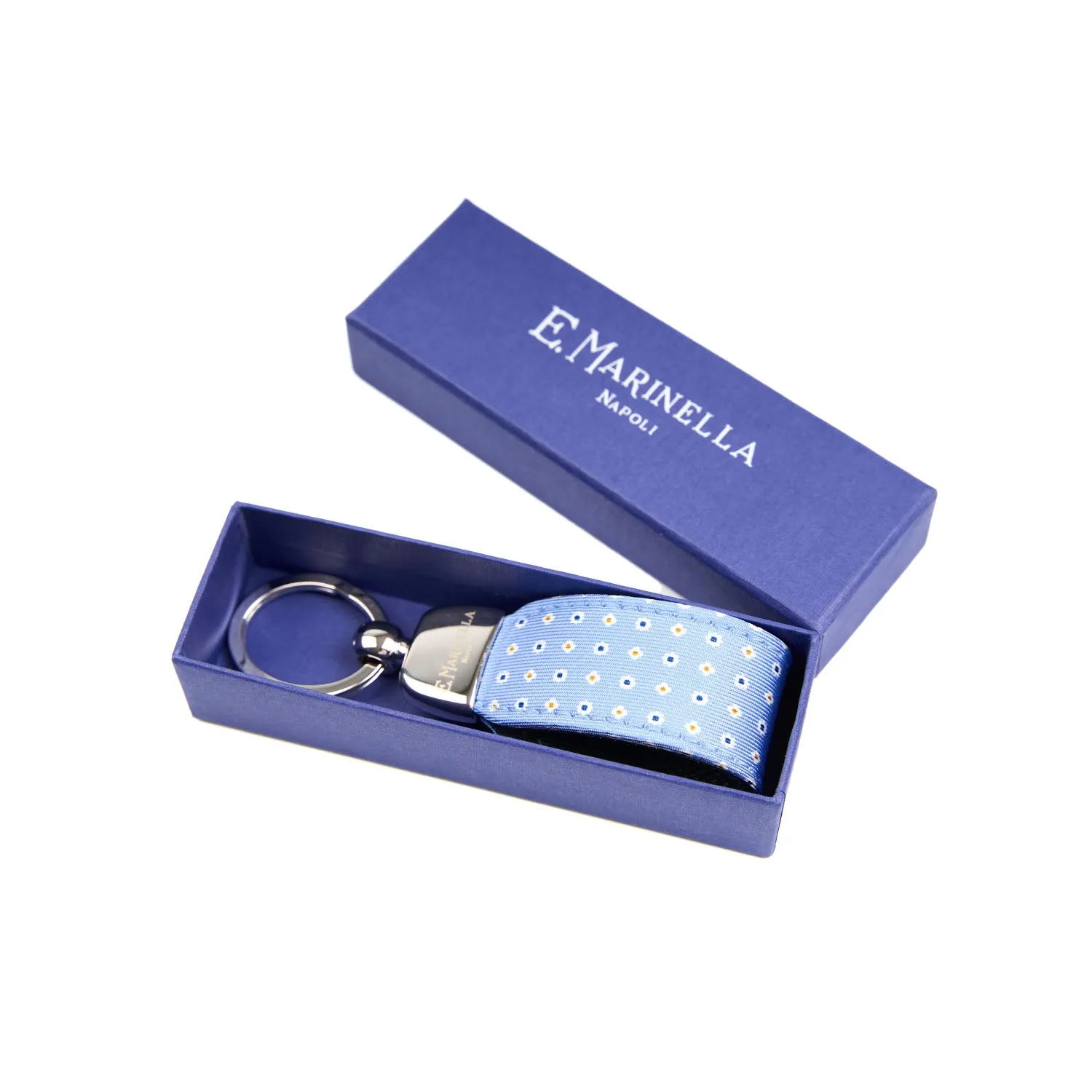 LIGHT BLUE KEYFOB IN  SILK AND LEATHER