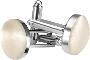 MANSPHIL 100% Silk Cuff Links for Men, Stainless Steel Multi Colors Silver Cufflinks, 0.7" Diameter Round