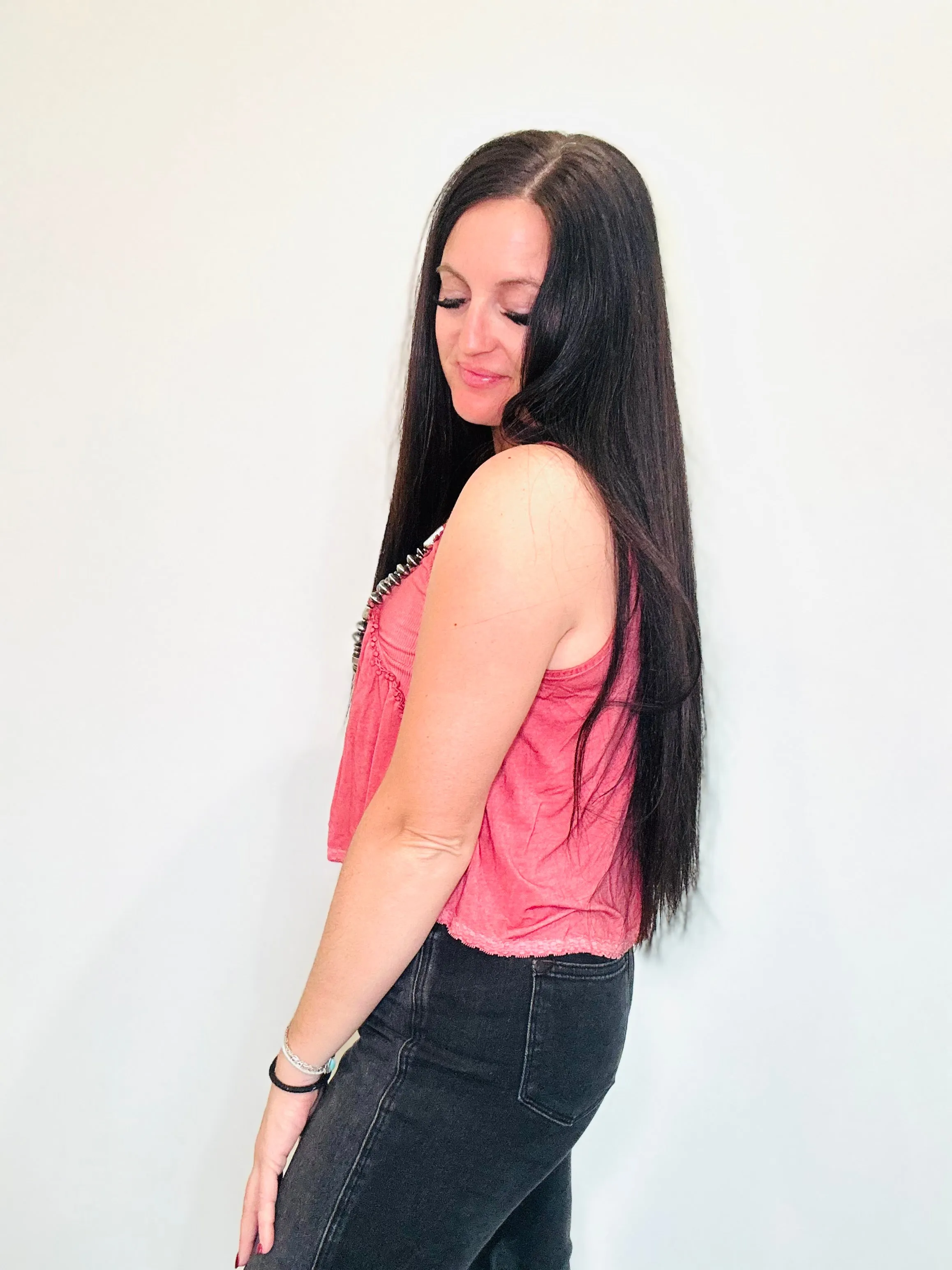 Mary Beth Cropped Lace Tank