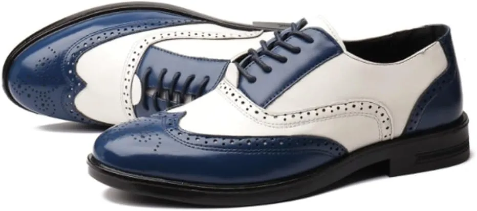 Men's Casual Dress Shoes Classic Brogue Wingtip Platform Oxfords Retro Men Shoe New Block Carved Casual Shoes All Match Social Shoe Male Business Dress Leather Shoe