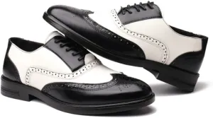 Men's Casual Dress Shoes Classic Brogue Wingtip Platform Oxfords Retro Men Shoe New Block Carved Casual Shoes All Match Social Shoe Male Business Dress Leather Shoe