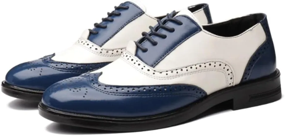 Men's Casual Dress Shoes Classic Brogue Wingtip Platform Oxfords Retro Men Shoe New Block Carved Casual Shoes All Match Social Shoe Male Business Dress Leather Shoe