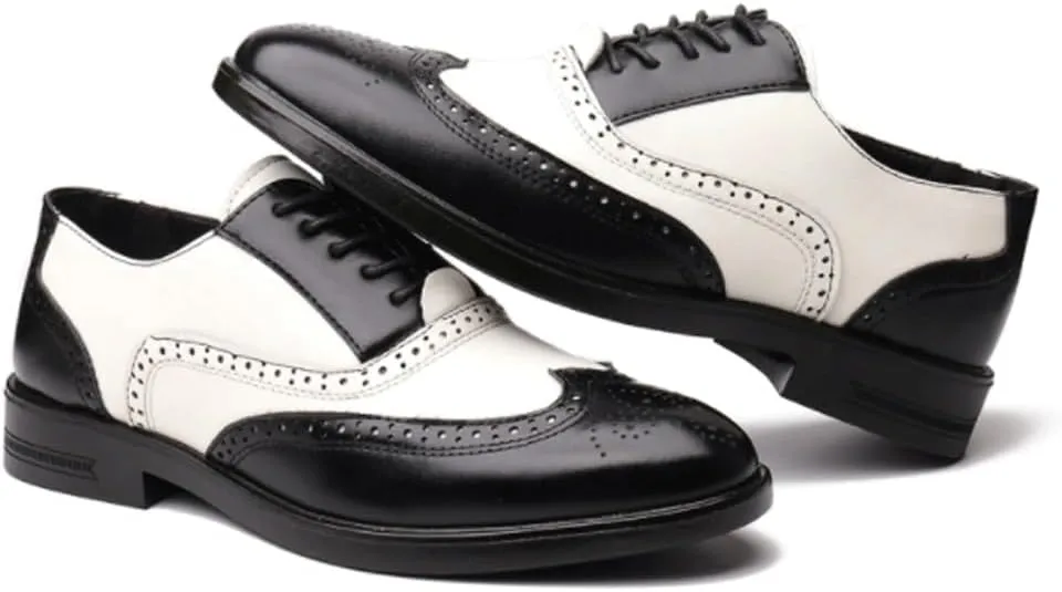 Men's Casual Dress Shoes Classic Brogue Wingtip Platform Oxfords Retro Men Shoe New Block Carved Casual Shoes All Match Social Shoe Male Business Dress Leather Shoe