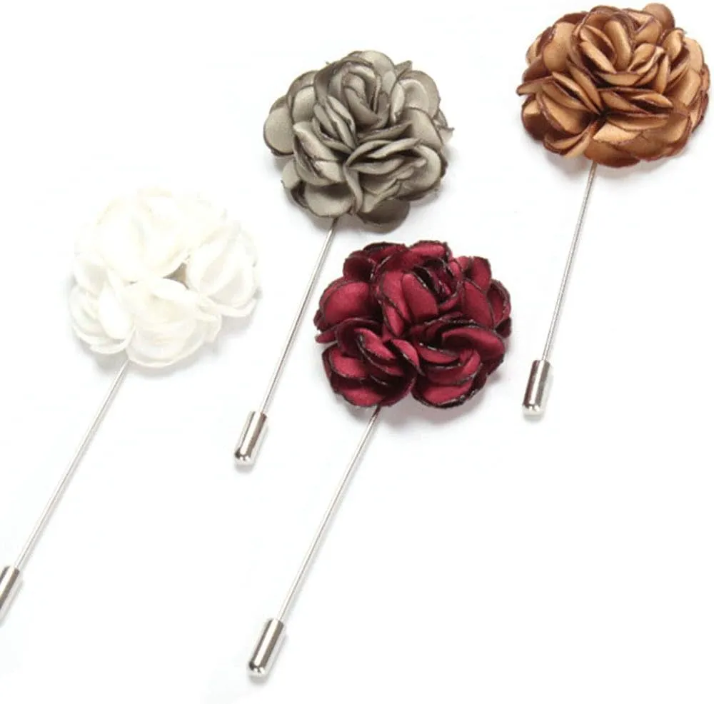 Men's Handmade Flowers Brooch Lapel Pin Flower Set Handmade For Suits Gift