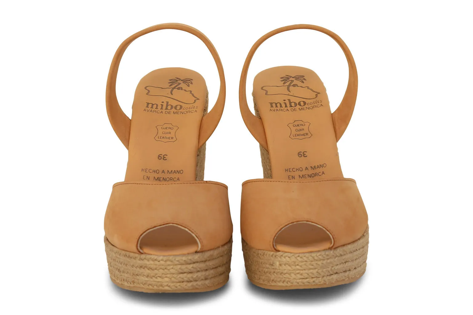 Mibo Avarcas Tan Espadrille Wedge Slingback Sandals