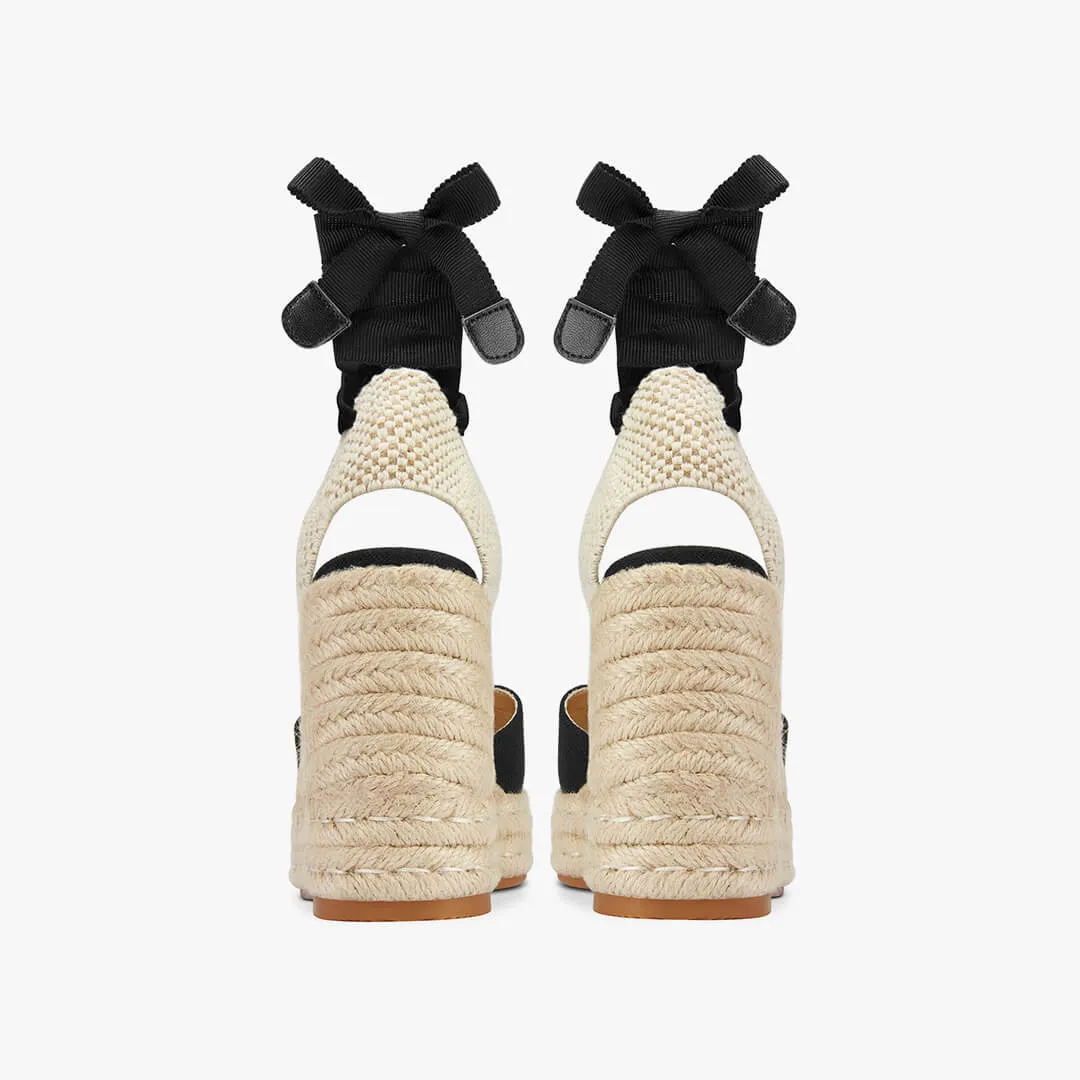 *Monaco 10 - Black Wedge Espadrilles