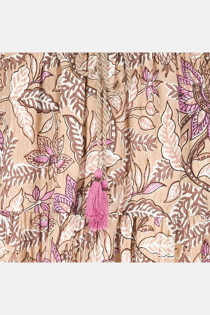 Nixi Woodblock Cotton Lurex Skirt
